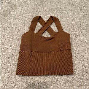 Abercrombie & Fitch Brown Ribbed Crop Top